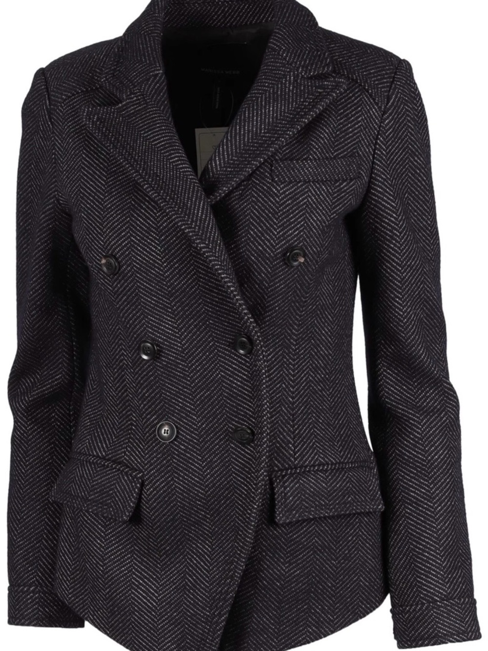 Marissa Webb Dark Herringbone Double-Breasted Blazer